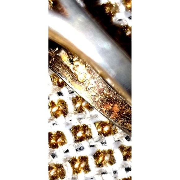 Vintage Opal and Rhinestone Cluster Ring Gold Leaf Design Size 5 - Picture 8 of 10